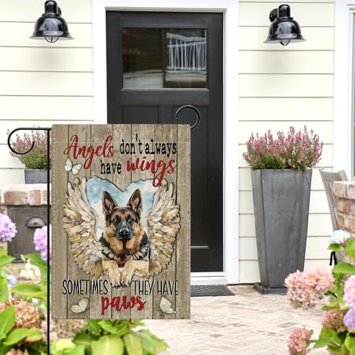 Dyrenson Memorial German Shepherd Dog Garden Flag, Angels Don't Always Have - color: German Shepherd Dog, size: 12" x 18"
