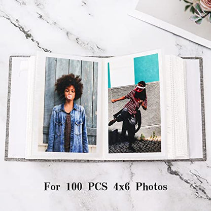 Vienrose 4x6 Photo Album,100 Pockets,Linen Cover with Window,Grass Green | Cover Window, Acid Free Pages, Linen Hardcover, Baby Wedding Family Photos - color: Grassgreen, size: 100 Pocket