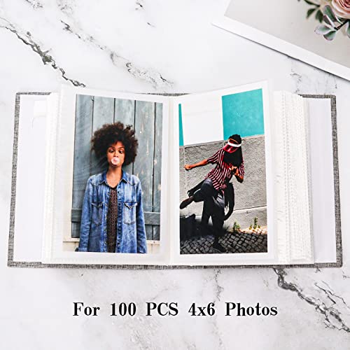 Vienrose 4x6 Photo Album,100 Pockets,Linen Cover with Window,Blue | Cover Window, Acid Free Pages, Linen Hardcover, Baby Wedding Family Photos - color: Blue, size: 100 Pocket