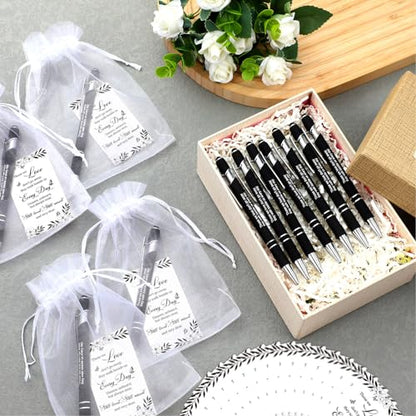 Yeaqee 150pcs/50set Funeral Favor Pen Poem Card for Guests, White, Simple - color: White, style: Simple
