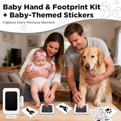 Baby Photo Album 4x6 300 Pockets with Memo Area, Photo Stickers & Hand and Footprint Kit, Linen Cover Baby Memory Book with Front Window, First Year Keepsake for Newborn Boy Girl - color: Gray