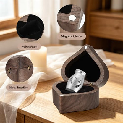 Customize Wooden Small Urn for Human Ashes Keepsake Memorial Box - style: Heart-Customize