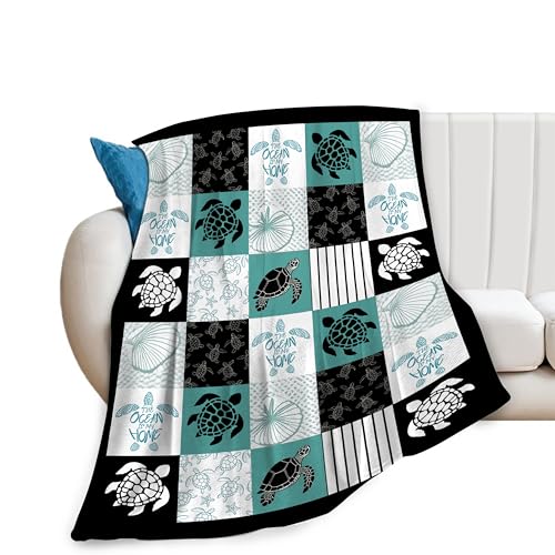 Sea Turtle Blanket Super Soft Warm Plush Cozy Turtle Fleece Throw Blanket for Women Girls Stuff Gifts for Kids Adults 50"X40" - color: Sea Turtles, size: 50"x40"