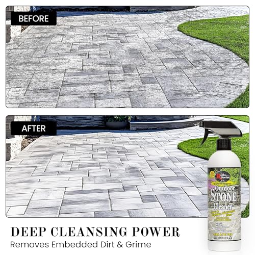 Rock Doctor Outdoor Stone Cleaner, Natural Cleaning Solution Removes Stains and Discoloration, Brightens Granite, Pavers, Fire Pits, and Concrete, Plant and Pet Safe, 24 oz Pack of 2