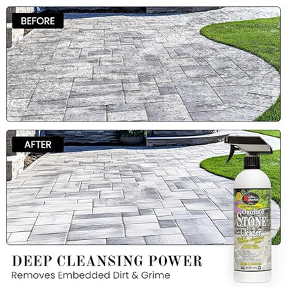 Rock Doctor Outdoor Stone Cleaner, Natural Cleaning Solution Removes Stains and Discoloration, Brightens Granite, Pavers, Fire Pits, and Concrete, Plant and Pet Safe, 24 oz Pack of 2