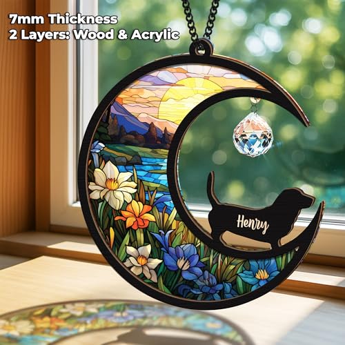 Personalized Dog Memorial Gift Suncatcher, Engraved Pet Memorial Ornament, Pet Sympathy Keychain, Loss of Animal Card, Rainbow Bridge Dog Loss Gift, Bereavement Suncatcher Window Hanging - color: 00. Custom #0