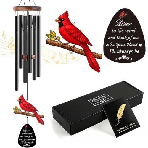 37" Cardinal Memorial Wind Chimes for Loss of Loved One Sympathy Gifts - color: Memorial