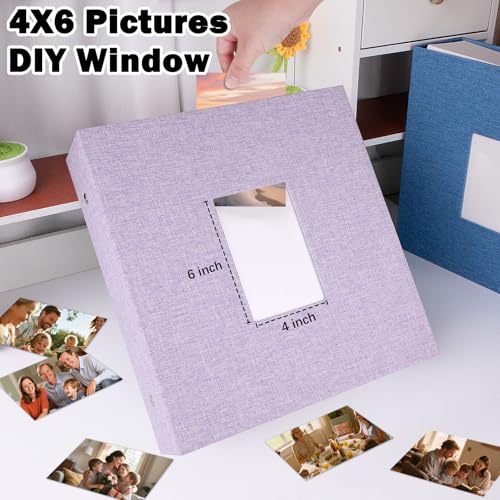 Ruibytree Extra Large Capacity Photo Album 4x6 Pictures 1000 Pockets,Purple | Linen Cover, Horizontal & Vertical 4x6 Photos, Removable Acid-Free Pages, Front Display Window, for Family, Wedding & Travel - color: Purple