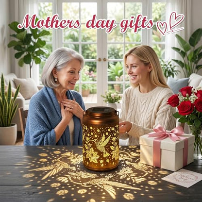 Cawalap Birthday Day Gifts for Women, Solar Lanterns Outdoor Waterproof | Hummingbird Hanging Solar Lights Outside Gardening Gifts, Garden Decor, Mothers Day Gifts for Mom Grandma,