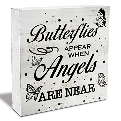 Rustic Religious Sympathy Decor Butterflies Appear When Angels Are Near - color: Angels