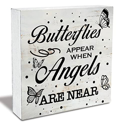 Rustic Religious Sympathy Decor Butterflies Appear When Angels Are Near - color: Angels