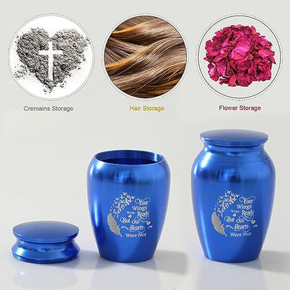 Tree of Life Small Urn,Crystal Heart Mini Urn with Blue Tiny Urn & Four Heart-Shaped Stones,Small Keepsake Urns for Human Ashes Memorial Urn for Mom/Dad's Ashes Tiny Cremation Sharing Urn