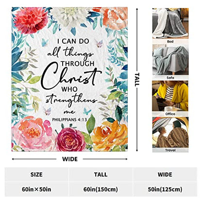 CUJUYO Christian Gifts for Women Blanket 60"x50", Inspirational Religious Gifts for Women Throw Blanket, Catholic Spiritual Gifts for Women, First Communion Gifts for Girls Catholic Blankets Throws - size: 60"x50"