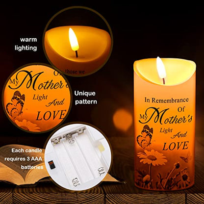 Gerrii Memorial Candle LED Flameless 3x6 Inch Loss of Mother,Butterfly | Sympathy Gift for Loss of Loved One, Remembrance Keepsake with Butterfly Design, Battery Operated Safe for Home Altar