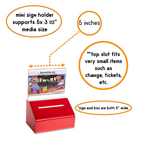 Acrylic Heavy Duty Donation/Ballot Box with Lock and Sign Holder - color: Red, size: 1 Pack