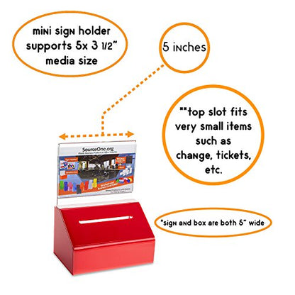 Acrylic Heavy Duty Donation/Ballot Box with Lock and Sign Holder - color: Red, size: 1 Pack