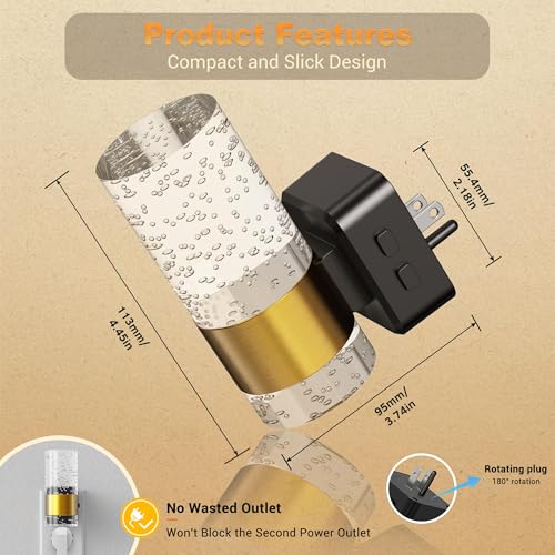 JandCase Night Lights Plug into Wall, 1 Pack Color Changing Night Light - color: Gold-RGB-Remote Control, size: 1 Pack