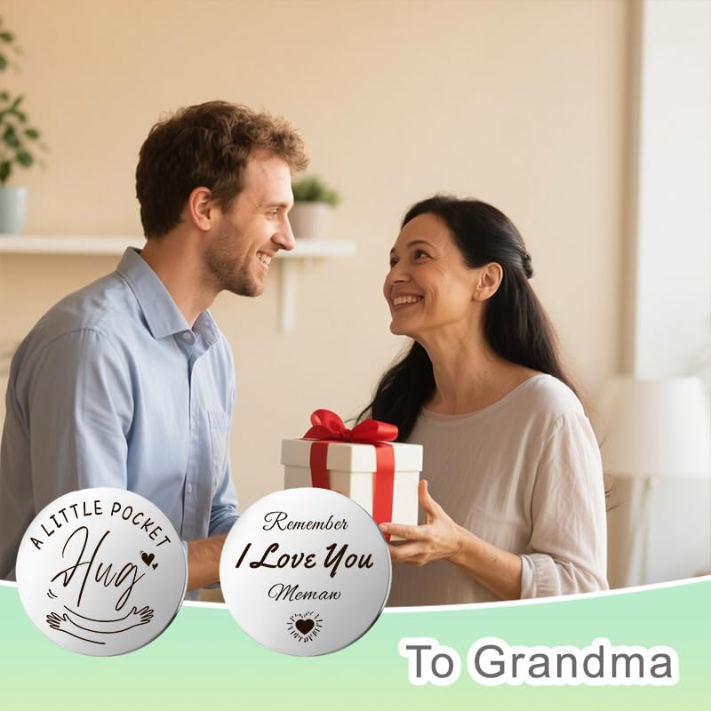 YALLNASL Grandma Aunt Mom Mothers Day Gift for Women Wife Grandpa Uncle Dad Fathers Day Presents for Men Husband Pocket Token - color: Love U Memaw