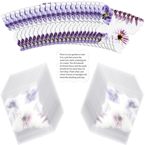 24 Purple Plantable Seed Paper with Wildflower Seeds Favor Gift for Bridal Shower, Wedding Gift, Birthday, Christmas, Garden Keepsake, Let Love Grow