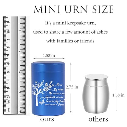 3 Inch Small Urn for Human Ashes Aluminum Mini Cremation Small Keepsake Urn for Sharing Ashes Mini Urn-Mom Blue - size: Blue-Mom