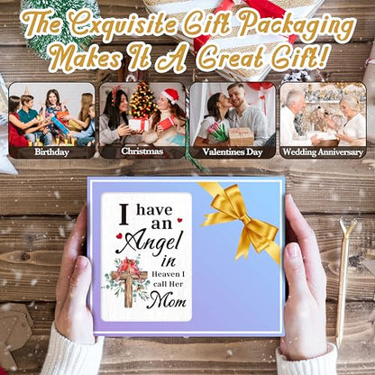 Memorial Gifts Photo Frame, I Have An Angel In Heaven I Call Her Mom, Wooden Picture Frame, Home Table Decor Supplies, Condolence Gifts For Loss Of Mother, In Loving Memory Photo Frame Gifts -B32