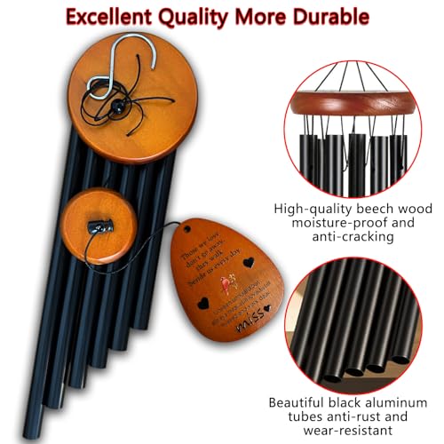 Sympathy Wind Chimes - Deep Tone Memorial Gift for Loss of Loved Ones, Mom, Dad, Husband, Wife, Grandma, Grandfather. Ideal for Outdoor, Garden, Patio, Yard & Home Decor (25.5 Inch)