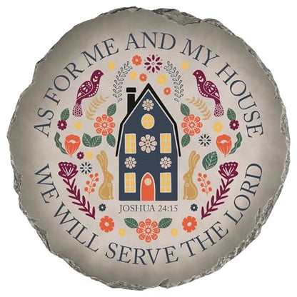 Magnolia Garden 10-Inch Joshua 24:15 Scripture Stepping Stone – As for Me and My House Decorative Resin Garden Tile – Religious Folk Art Outdoor Accent - size: 10 x 10 x 0.63, style: As For Me And My House