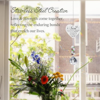 Memorial Crystal Suncatcher,Memorial Gifts for Loss of Son,Loss of Son Sympathy Gifts,Hanging Crystals Ornament for Window Rainbow Maker Prisms Home Decor Gift - style: Son