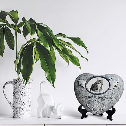 Pet Memorial Stones for Dog or Cats,Loss of Dog Sympathy Gift Indoor Display,Pet Grave Markers Dog Bereavement Gifts Outdoor Tombstone Heart Shaped Carve "You will forever be in our heart"