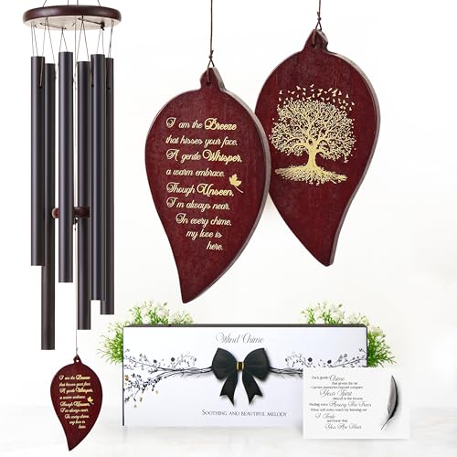 32 Inch Leaf Black Memorial Wind Chimes for Loss of Loved One Sympathy Gift - color: Leaf, size: 32" Black