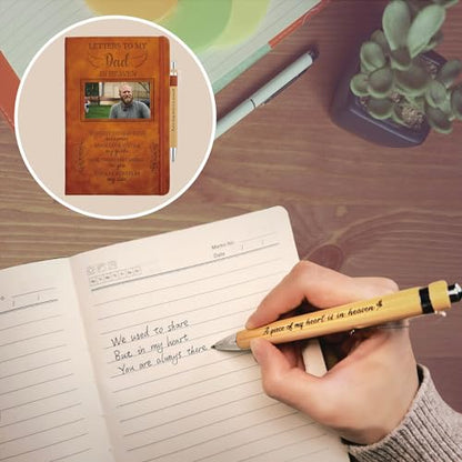 Dad Grieving Gift, Sympathy Condolence Remembrance Memorial Gifts | Letters To My Dad In Heaven Faux Leather Journal with Window Cover 200 Pages A5 Lined for Family Friend Who Loss of Father - style: Dad