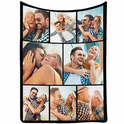 InterestPrint Custom Blanket with Photo Text 8 Photo Personalized Gift Customized Blanket for Granddaughter Grandson Mother Father Family Friend Christmas Birthday Wedding Valentine's Day - color: 8 Photo Collection-2