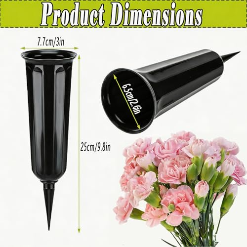 10-Pack Cemetery Vases with Spikes for Graves - color: Black
