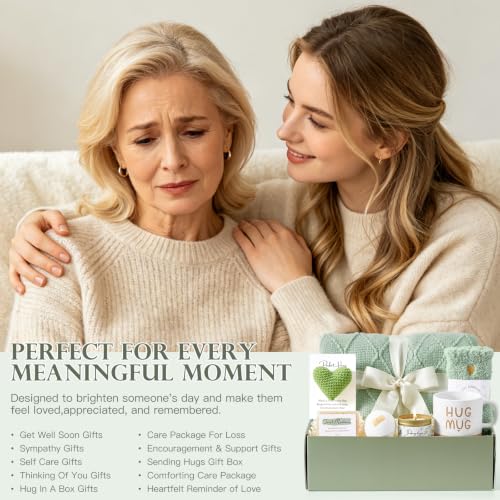 Sympathy Gifts for Loss of Loved One with Blanket,Memorial Bereavement Gift | Condolence Grief for Women Mom Mother,Thinking of You Care Package for Father Husband Dad