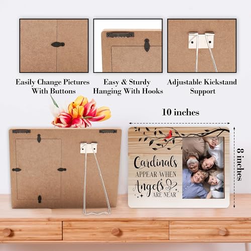 Memorial Pictures Frame, Cardinals Appear When Angels Are Near Photo Frame, Sympathy Gifts For Loss Of Loved One, Farmhouse Home Living Room Bedroom Decoration -b107