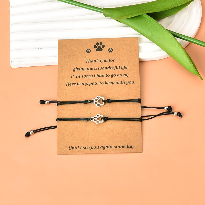 Loss of Dog Sympathy Gift Paw Bracelets Set of 2 Cat Remembrance Memorial Gifts Bereavement Gifts for Loss of Pet in Memory of Dog Bracelet for Dogs Owners Lovers Pet Sympathy Gift for Dogs Cats