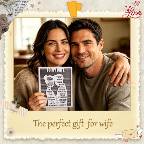 Mothers Day To My Wife Plaque | Valentines Romantic Gifts for Wife from Husband, Rustic Love Sign for Wife's Birthday, Wedding Anniversary, Christmas & Just Because - style: To My Wife