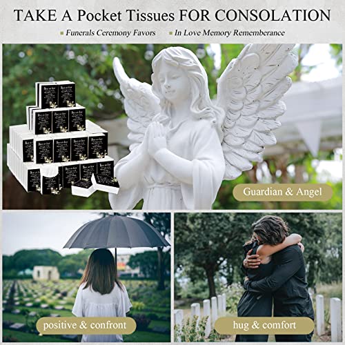 100 Packs Funeral Facial Tissues Memorial Keepsake Pocket Tissue Those We Love Don't Go Away Inspirational Poem Tissue 3 Ply Napkin Packs Funeral Favor for Guests Family Relative, 700 Sheets(Black) - color: Black