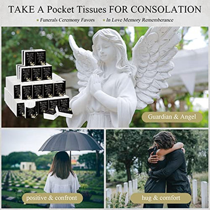 100 Packs Funeral Facial Tissues Memorial Keepsake Pocket Tissue Those We Love Don't Go Away Inspirational Poem Tissue 3 Ply Napkin Packs Funeral Favor for Guests Family Relative, 700 Sheets(Black) - color: Black
