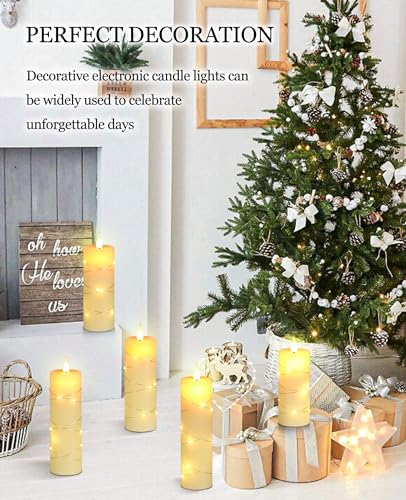 Upinmz Ivory White Real Wax Flameless Candles, 5-Pack, Remote Timer, String Lights - size: Ivory-Wax-5 Pack
