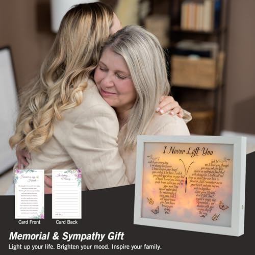 Sympathy Gift LED Memorial Shadow Box Memorial Gifts for Loss of Loved One Mother Mom Dad Father, Bereavement Gifts Condolences Gifts in Memory of Loved One Gifts - size: I Never Left You White