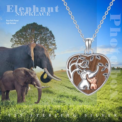 TUGHRA Locket Necklaces That Holds Picture Sterling Silver Elephant Locket Heart Pendant Necklace Photos Jewelry Gifts for Women Teen Mom Daughter - style: 03-Genuine ebony