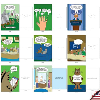 NobleWorks 36 Assorted Box Set Birthday Greeting Cards w/5 x 7 Inch Envelopes (36 Designs, 1 Each) Bday Metzger's Many Pets AC10614BDG-B1x36 - style: Metzger's Many Laughs