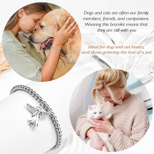 Sympathy Gifts for Loss of Loved One, Memorial Bereavement Gifts for Loss of Mother Father Husband Pets, Angel Bracelet Beads for Women - style: loss of dog