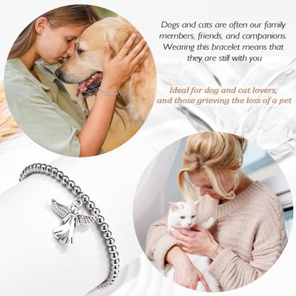 Sympathy Gifts for Loss of Loved One, Memorial Bereavement Gifts for Loss of Mother Father Husband Pets, Angel Bracelet Beads for Women - style: loss of dog