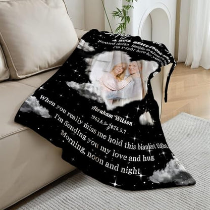 Vsmoedb Custom Memorial Blanket with Pictures for Loss of Loved One - color: Select03