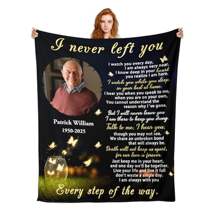 Custom Memorial Blanket with Picture, Sympathy Gifts for Loss of Loved One, Personalized Memory Blanket for Loss of Mom Dad Husband Wife, In Memory of Loved One Gifts, Remembrance Bereavement Gifts