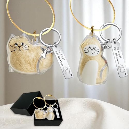 Pet Paw Print KeepSake Dog Memorial Suncatcher – Pet Fur Keepsake for Dog Hair, pet Hair Memorial keepsake - color: Miarita- Kien -Cat Hair Keychain