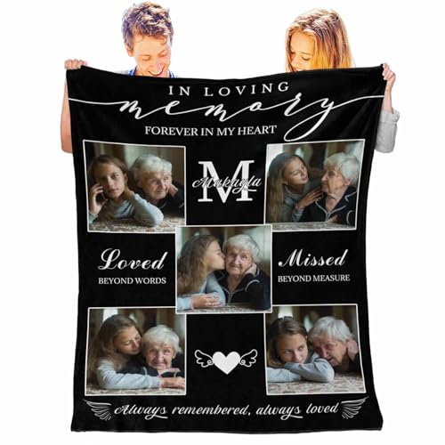 Custom Photo Memorial Blanket in Loving Memory, Personalized Throw Blanket Cozy Fleece Customized Picture Blanket for Family Friend Pet Christmas Birthday Wedding Gifts - color: Color 16