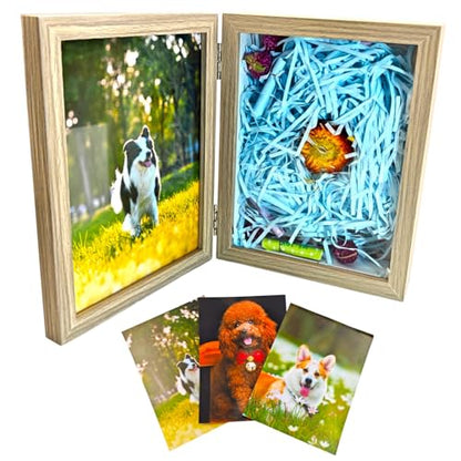 5x7 Pet Memorial Shadow Box for Dog Cat, Keepsake Photo Frame, Light Gray - color: Light Gray